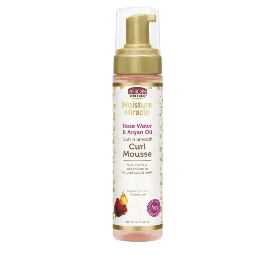 AFRICAN PRIDE MOUSSE DE CACHOS COM ÓLEO DE ARGAN E ÁGUA DE ROSAS 251ML 8.5OZ