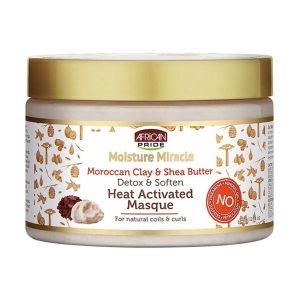 AFRICAN PRIDE MÁSCARA DE ARGILA MARROQUINA E MANTEIGA DE KARITÉ 340G 12OZ