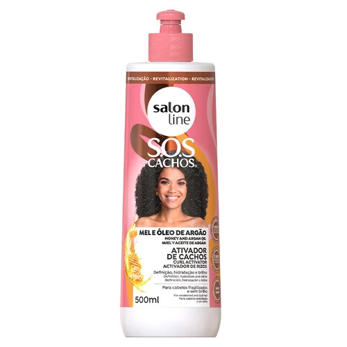 Ativador De Cachos Sos Cachos Mel E Óleo De Argan 500ml - Salon Line