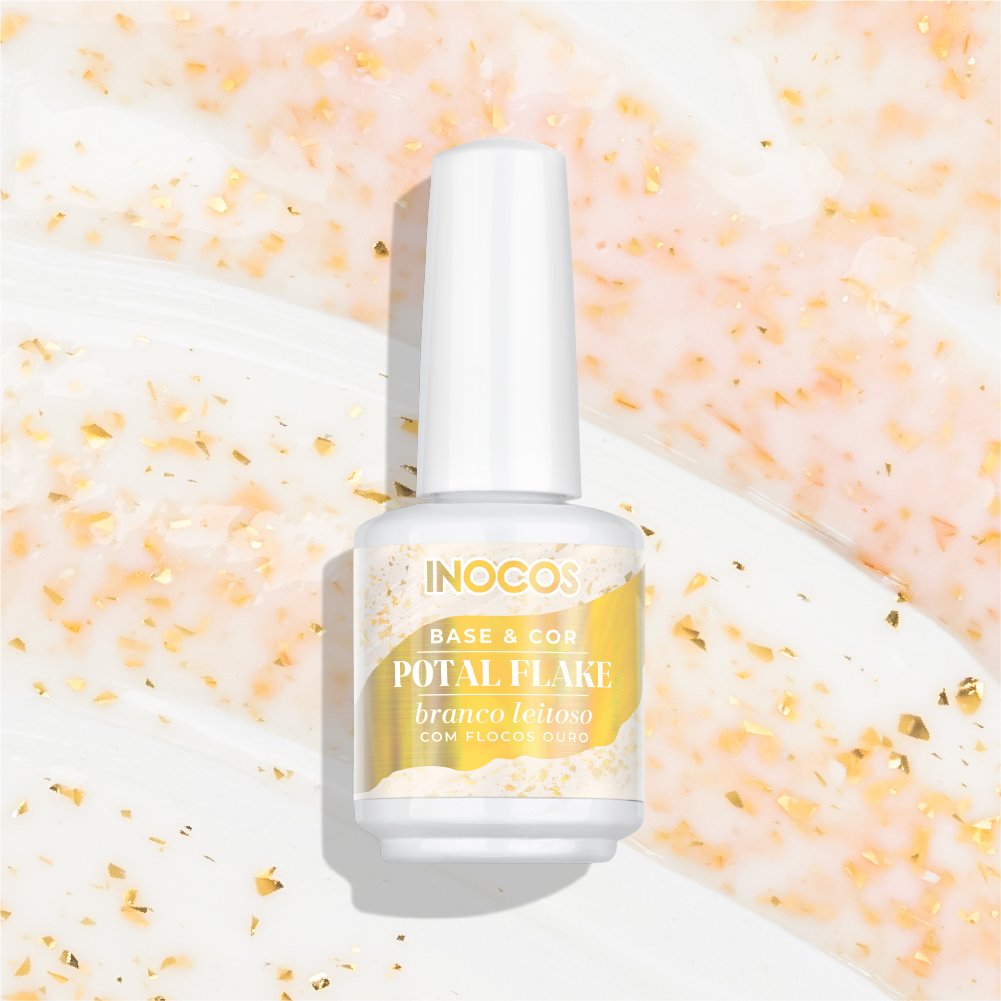 Base Potal Flake Branco Leitoso Flocos Ouro 15Ml - Inocos