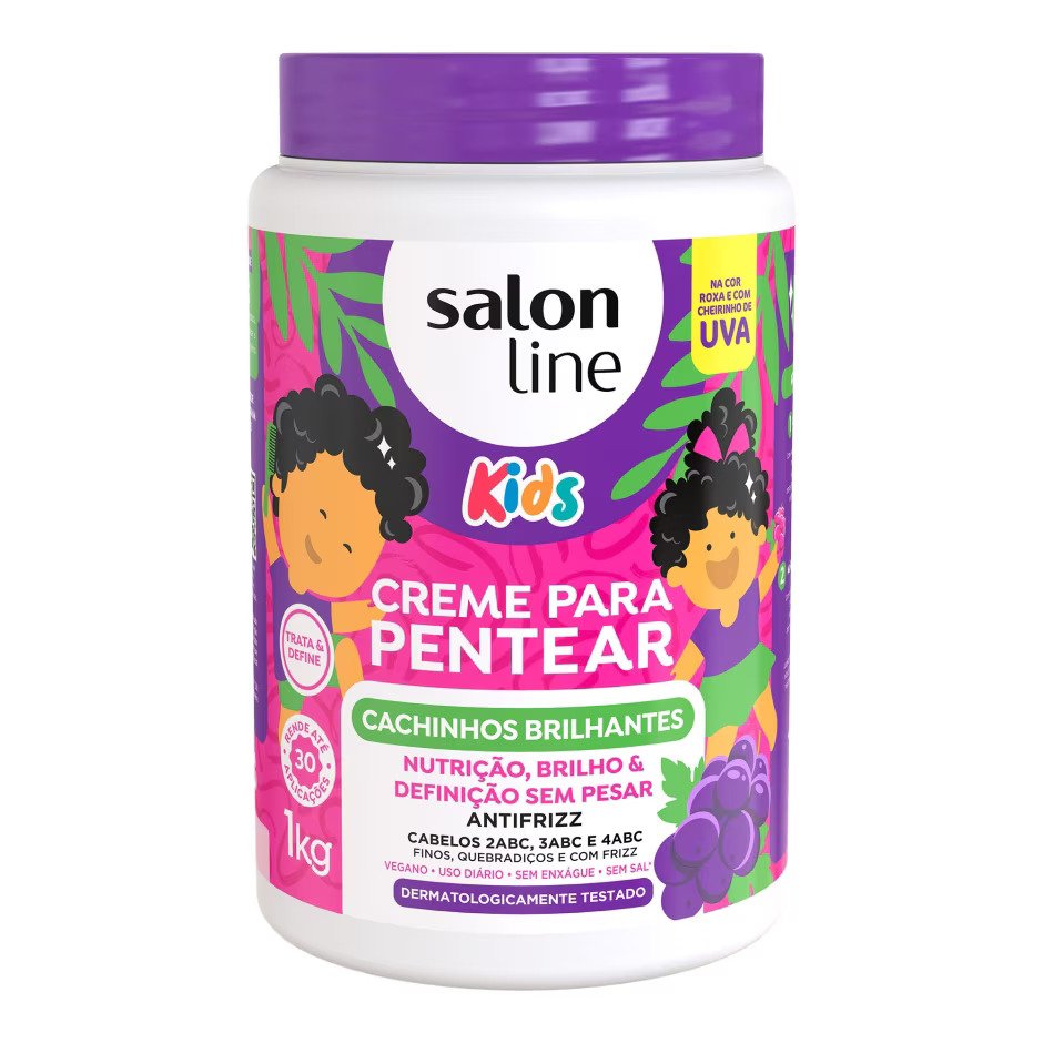 Creme Para Pentear Uva Kids Cachinhos Brilhantes 1Kg - Salon Line