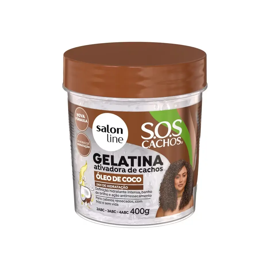 Gelatina Ativadora De Cachos Hidratação Sos Cachos Óleo De Coco 400Gr - Salon Line