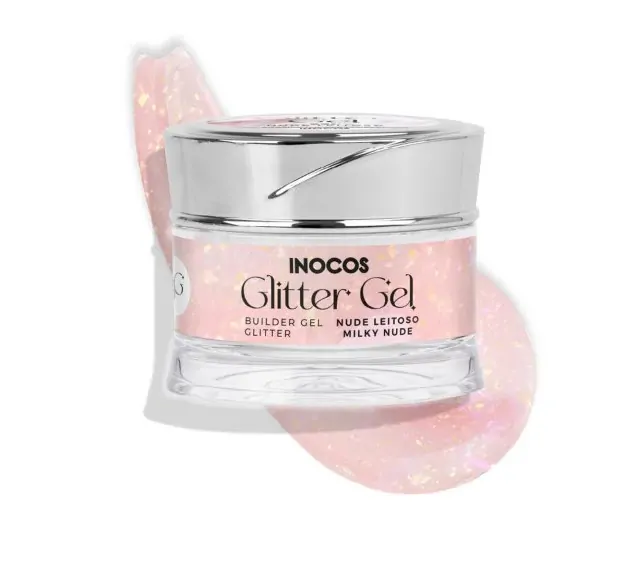 Gel De Construção Glitter Gel Nude Leitoso 50Gr - Inocos