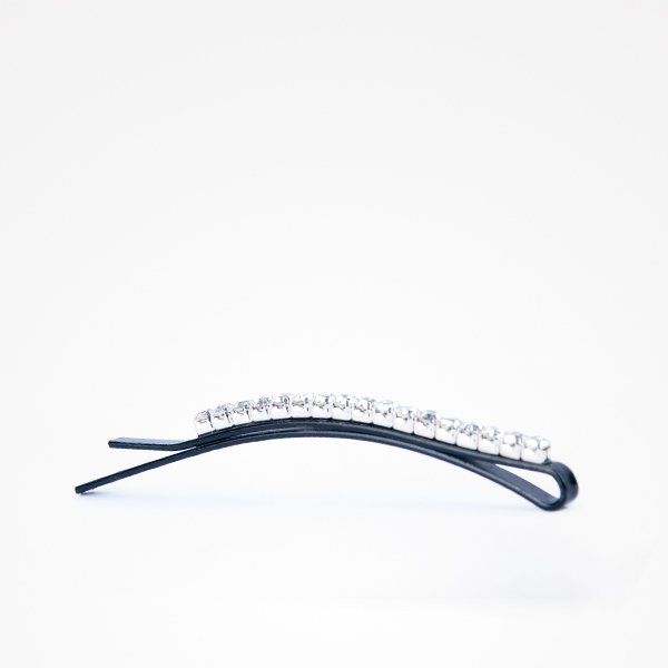 Grampo Decorado Preto Com Brilhantes Prateado