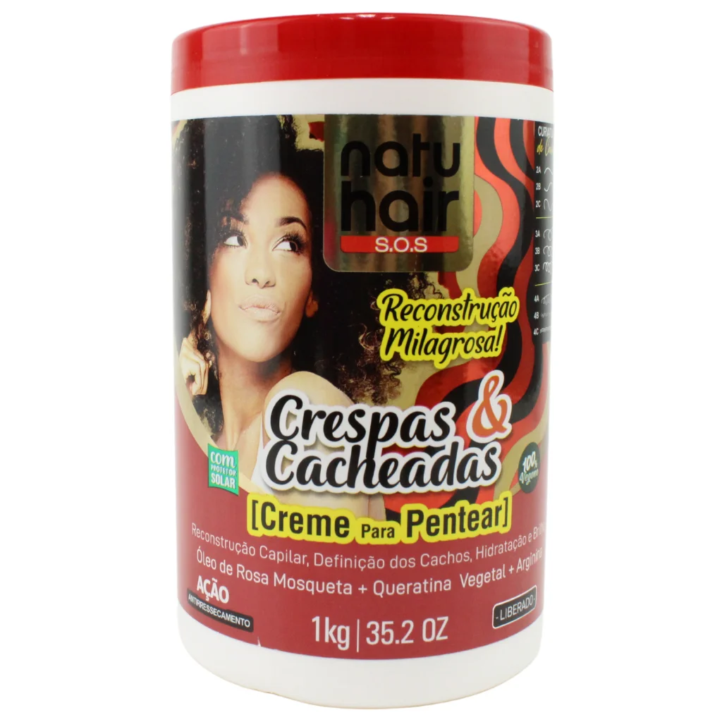 Creme Para Pentear Reconstrução Milagrosa Crespas & Cacheadas Natuhair 1L