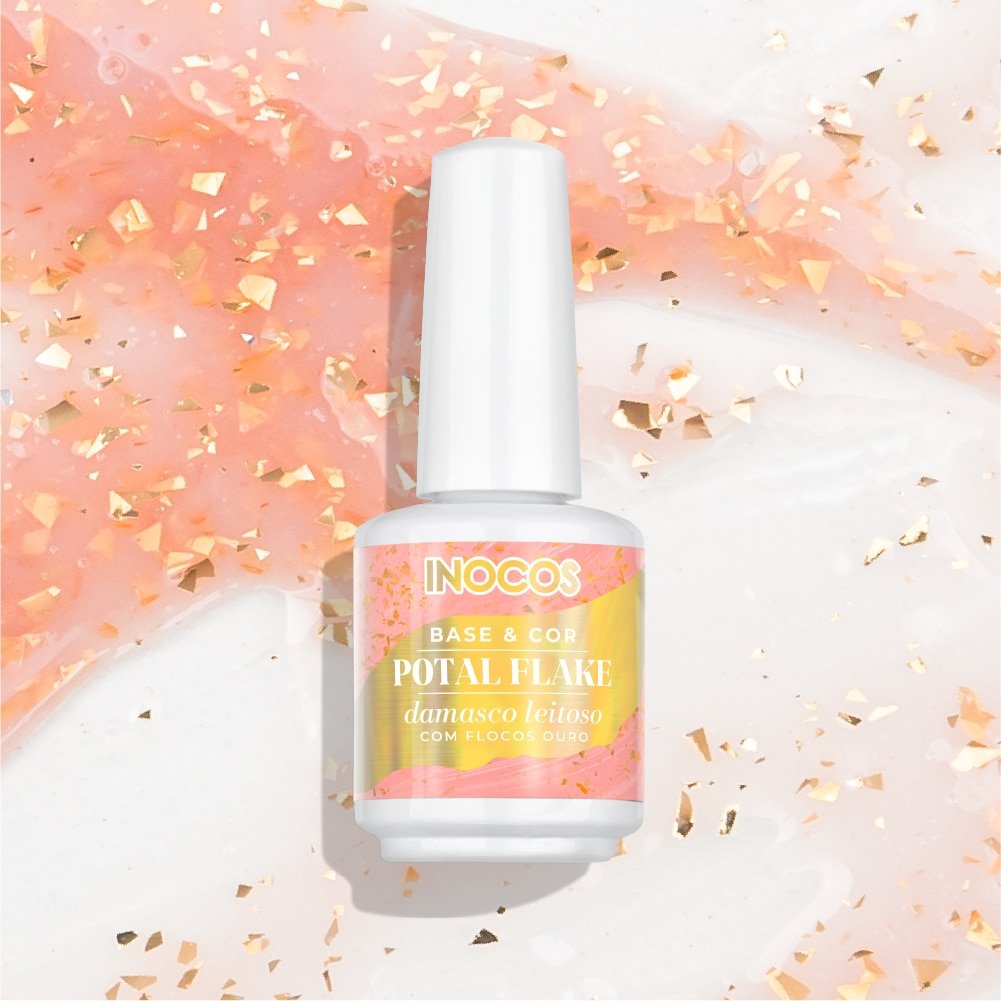 Base Potal Flake Damasco Leitoso Flocos Ouro 15Ml - Inocos